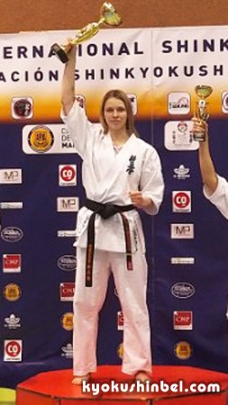 Екатерина Юшкевич, 1-й дан, заняла 1-е место на турнире по карате «OPEN INTERNACIONAL SHINKYOKUSHINKAY ESPANA»